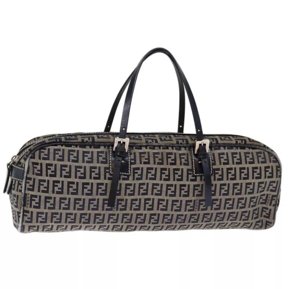 FENDI Zucchino Canvas Hand Bag Navy Auth 73581 - Picture 1 of 12